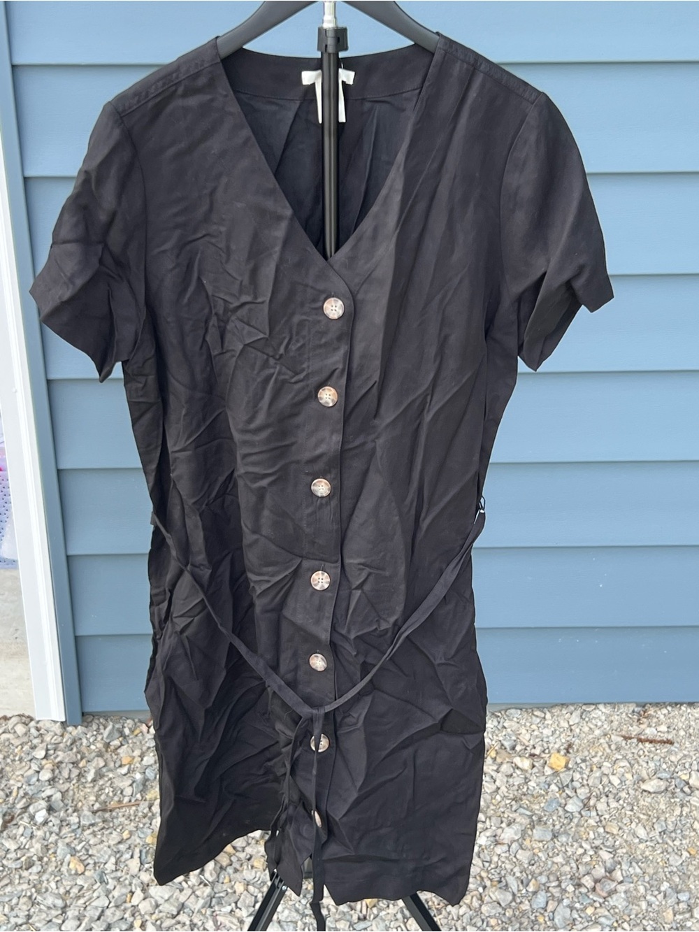 Matty M Black Dress with Button Detail
